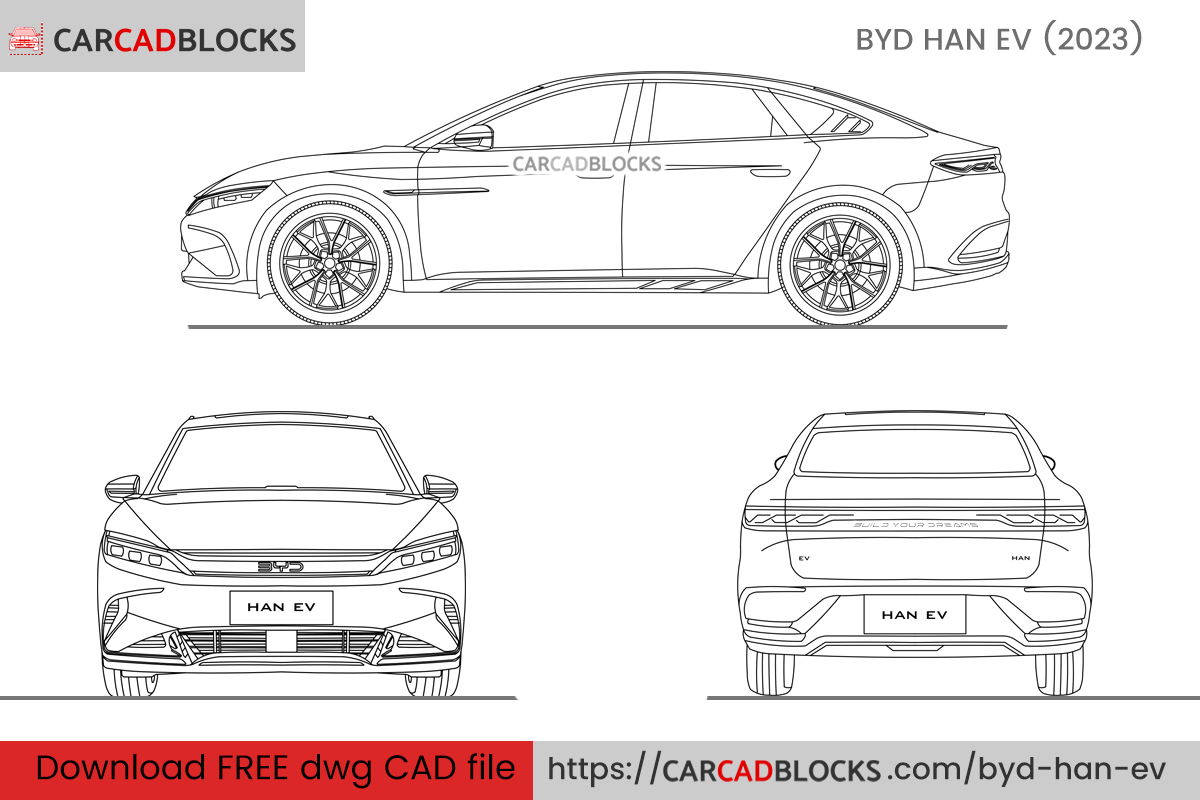 BYD Han EV 2023 Free CAD Blocks, DWG File - CarCadBlocks