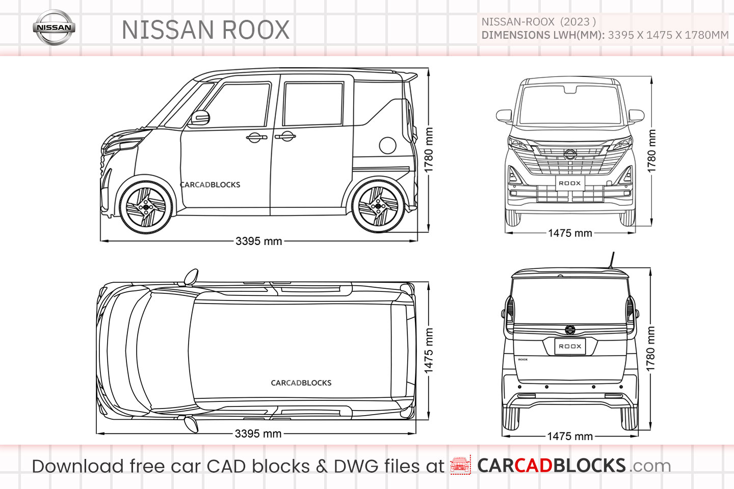 Nissan Roox Free CAD block, DWG Model