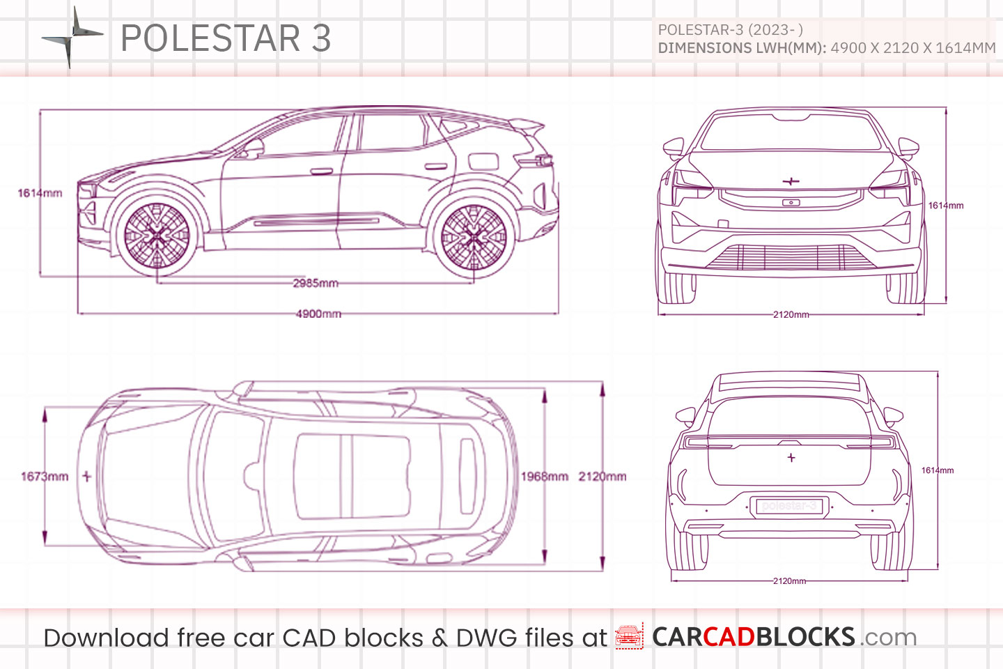 Polestar 3 Free CAD block, DWG Model