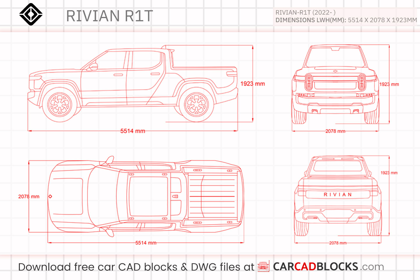 Rivian R1T Free CAD block, DWG Model